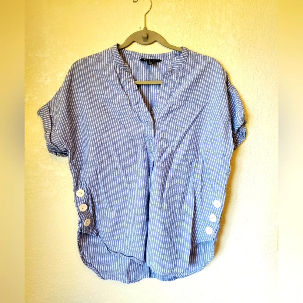 Original Nicole Miller Blue and White Striped Tunic